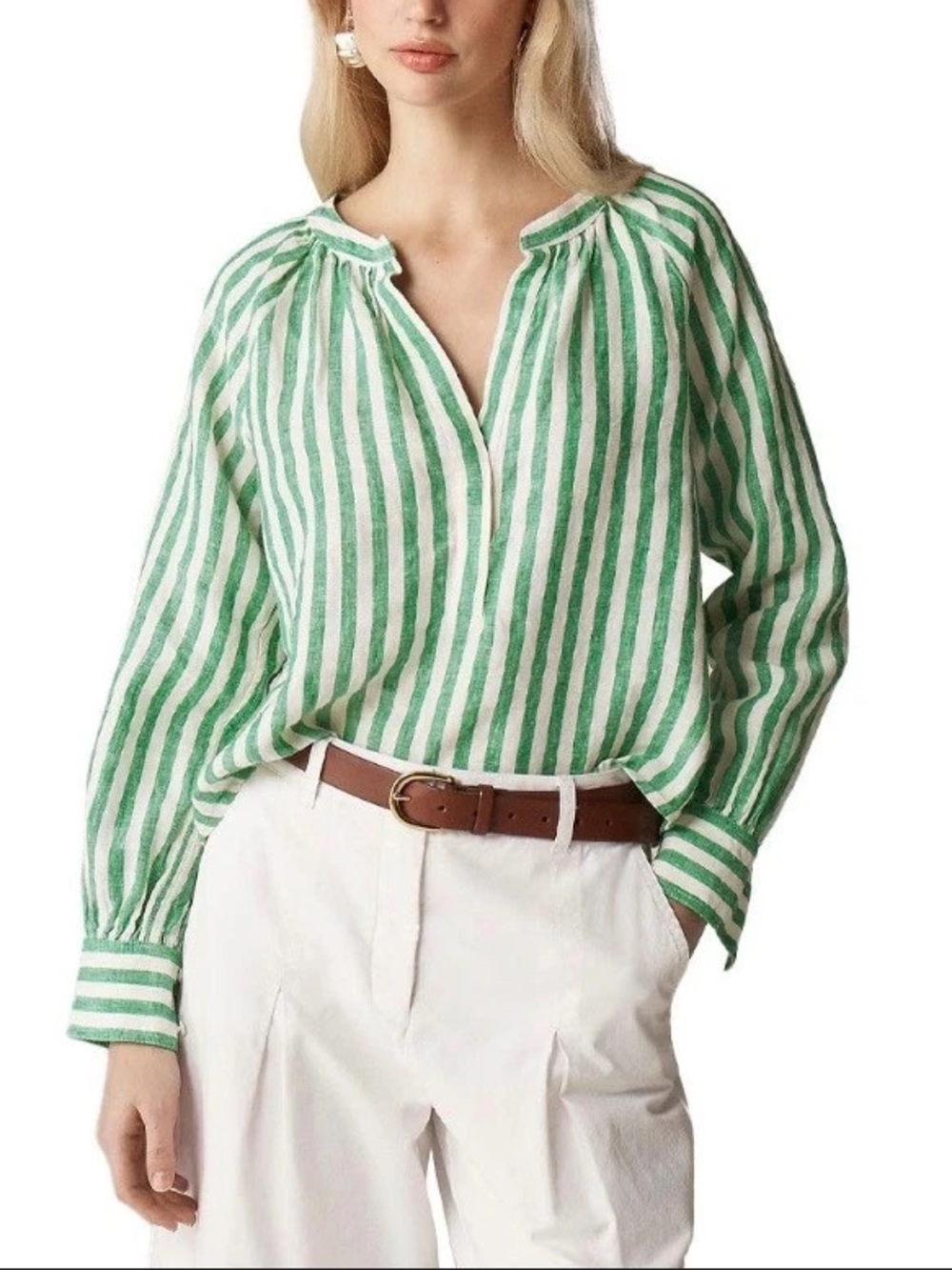 J. Crew Cabana top in striped linen